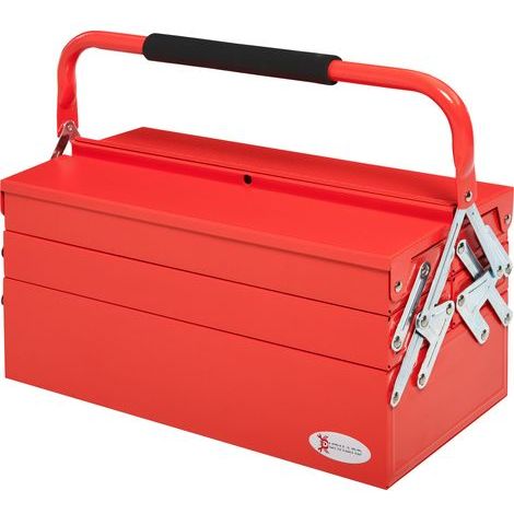 Boîte à outils pliable en métal avec 5 plateaux et 3 étagères, rouge (1/4)