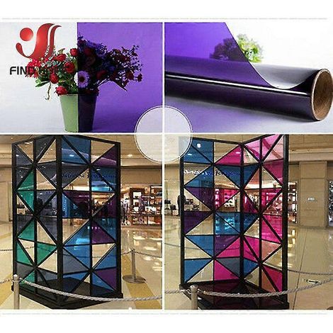 Film adhésif transparent pour vitres, multicolore, teinté solaire, effet vitrail, rouleau de vinyle décoratif, format A4, 20/40 x 120 cm, à poser soi-même
