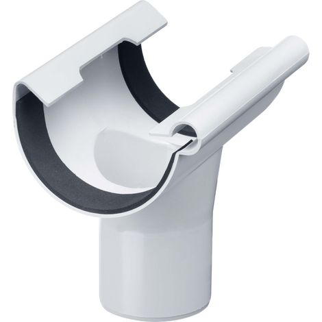 INEFA Ablaufstutzen halbrund, PVC Einhangstutzen Dachrinnenzubehör, einfache Steckmontage, Made in Germany - NW 100/DN 75 Weiß