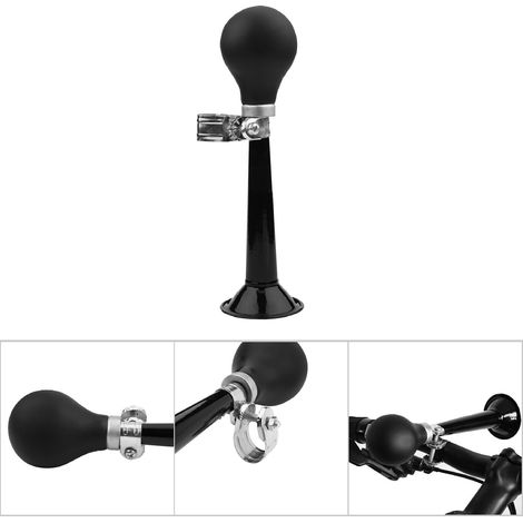 Klaxon de vélo portable 2,2 pouces, avertisseur sonore à poire et anneau de serrage noir pour cyclisme (1/5)