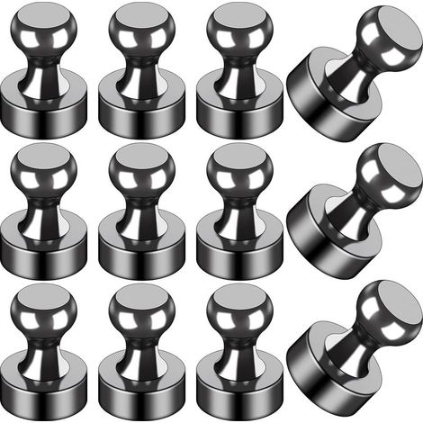 Lot de 12 aimants noirs pour réfrigérateur, pour tableau blanc, bureau, salle de classe, carte, cuisine (1/5)