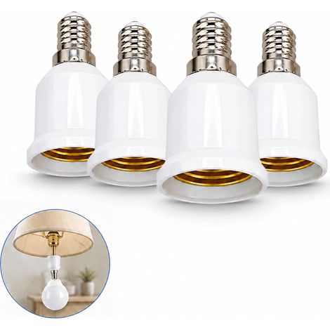 4-Piece E14 to E27 Socket Adapter, Small Screw to Large Screw Bulb Socket Converter, Plastic Socket Adapter for LED Lamps, Indoor Lighting, 220V Bulb Socket (1/5)