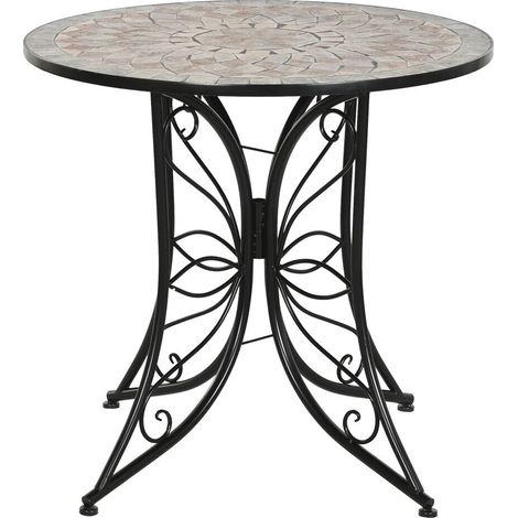 Mesa Redonda Comedor Metal Ceramica 80X80X76 Negro (1/5)