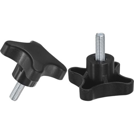 Bouton de serrage en forme d'étoile, M8x20 mm - convient pour le remplacement des poignées sur les machines, les meubles, etc. - 2 pièces, noir (1/5)