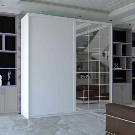 Fashion Fort Modern Sliding Wardrobe in 4 Colors & 2 Sizes - White 200cm (1/2)
