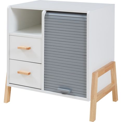 Cassettiera pratica e funzionale per ingresso soggiorno camera da letto bambù 66 x 60 x 40 cm bianco 030009294