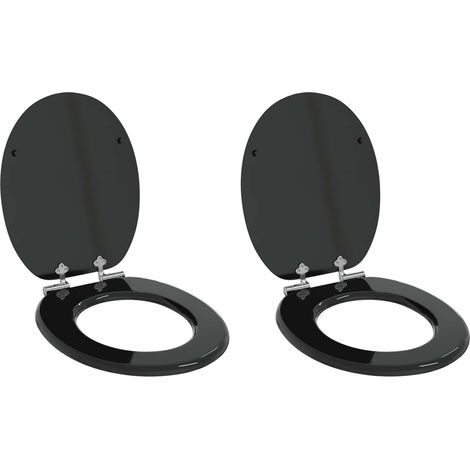Soft-Close Toilet Seat 2 pcs Black 44 x 38 cm MDF board vidaXL