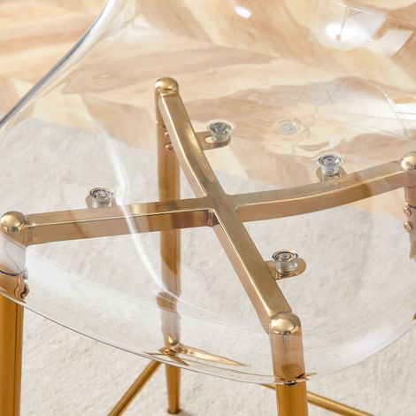 MEUBLIV Barhocker transparent 2er-Set – goldfarbene Metallstruktur, ohne Tisch (1/5)
