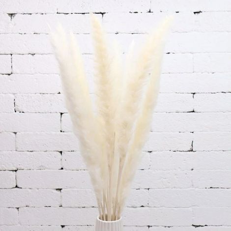 Lot de 15 grandes tiges d'herbe de la pampa artificielle, Idéal pour garnir des vases, décoration de maison, cuisine, mariage, bureau et style bohème (1/4)