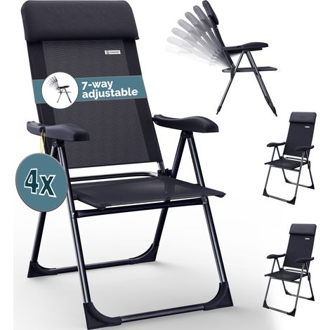 CASARIA® 2x/4x Aluminium High Back Folding Garden Chairs  Lightweight 7-Way Adjustable Backrest Armchairs Set  Padded Headrest  Patio Balcony Camping Outdoor  4er Set Anthrazit (de) (1/7)