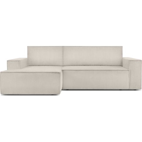 KONSIMO NAPI Ecksofa links, mit Schlaffunktion, in Pet Friendly Cord-Stoff, creme (1/5)