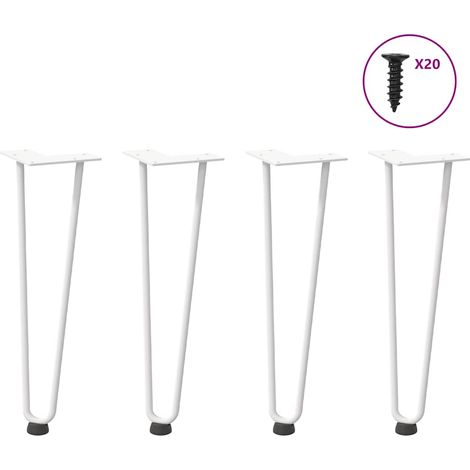 Haarnadelbeine für Couchtisch 4 Stk. Weiß 42 cm Massivstahl