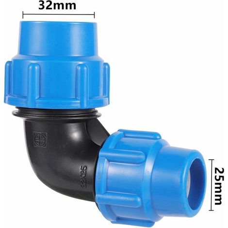 RHG Connecteur rapide de tuyau d'eau en plastique Pe 25 20/32 25mm coude à 90 degrés réduisant le joint rapide Pe raccord de tuyau en PVC fournitures d'irrigation