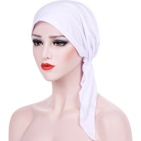 Headscarf - 100% Cotton Pre-Tied Snood Hat for Head Coverage - Soft Seamless Design for Sensitive Scalp - One Size (1/5)