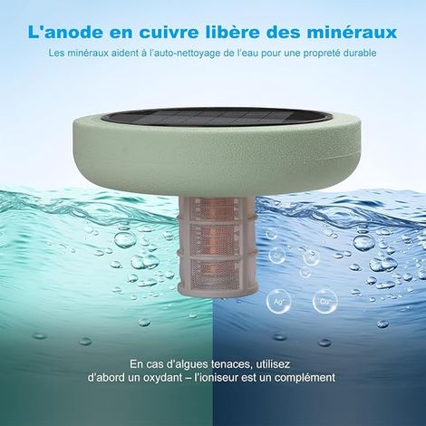 Solar Pool Ionizer, Ionizer Cleaner Pool Purifier Solar Energy Pool Water Clarifier Pool Clarifier for Up to 40,000 Gal (Green) (1/3)