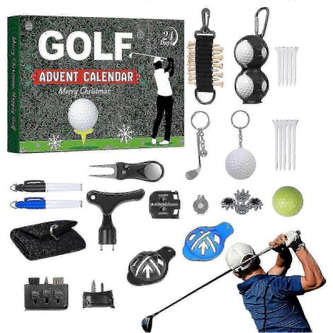 Calendrier de l'Avent 2025 sur le thème du golf, compte à rebours de Noël, ensemble de 24 accessoires, design golf. (1/4)