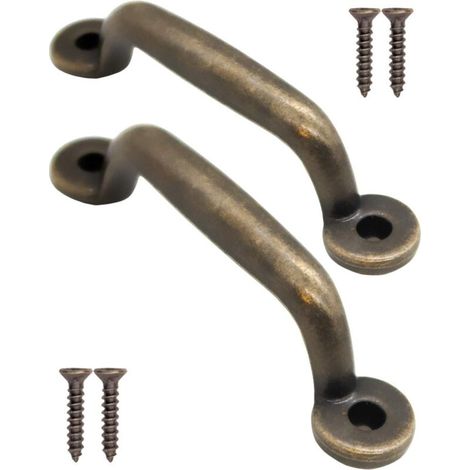 Ensemble de 2 poignées en bronze antique (89 x 22 mm) pour tiroirs, armoires, coiffeuses, cuisines, buffets, penderies (1/5)