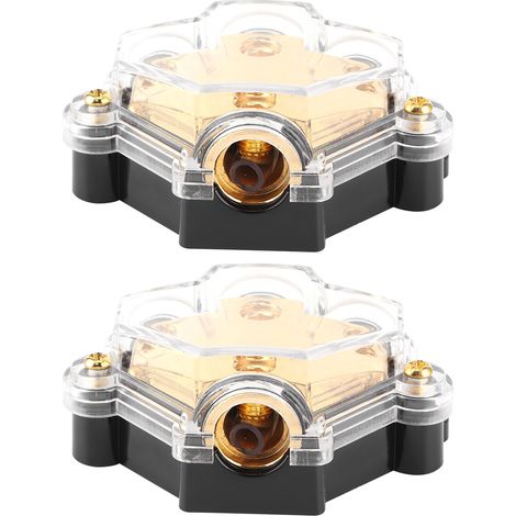 Lot de 2 blocs de distribution d'alimentation 1 en 3 voies, répartiteur de câble d'amplificateur audio, protecteur de circuit pour voiture, bateau (1/5)