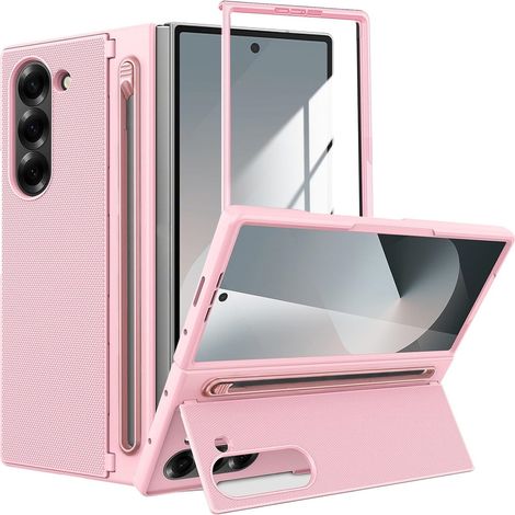 Custodia in vetro per Samsung Galaxy Z Fold7 5G, con supporto per stilo - rosa (1/4)
