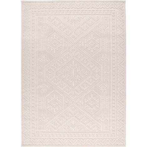 Tapis intérieur extérieur ivoire motif géométrique robuste - 150 x 80 cm (1/5)