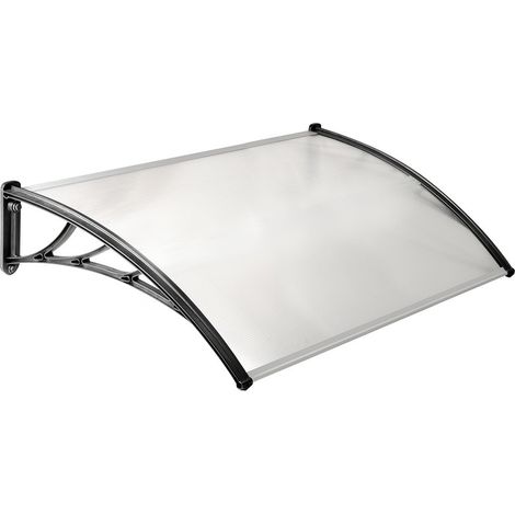 Terre Jardin – Marquise de porte translucide 80 x 150 cm – Protection seuil d'entrée – Finitions noires contemporaines – Pose à 20 cm au-dessus de la porte