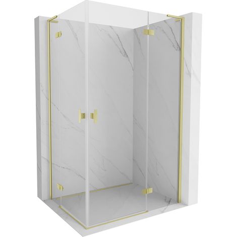Mexen Mist-H L Duo Duschkabine 110 x 115 cm, transparent, gebürstetes Gold - 8A5L-110L-115P-55-00 (1/5)
