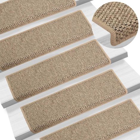 15 pcs Tapis d'escalier autocollants, Tapis de marches, Marchettes D'escalier 65x21x4 cm Beige foncé MKS33409 (1/5)