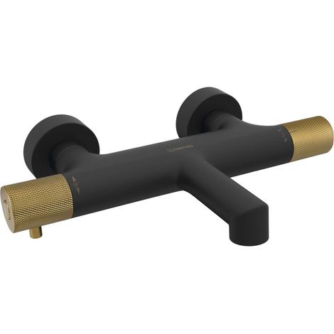 Sapho Solaris - Thermostat-Badewannenarmatur, schwarz matt/Gold WD010G