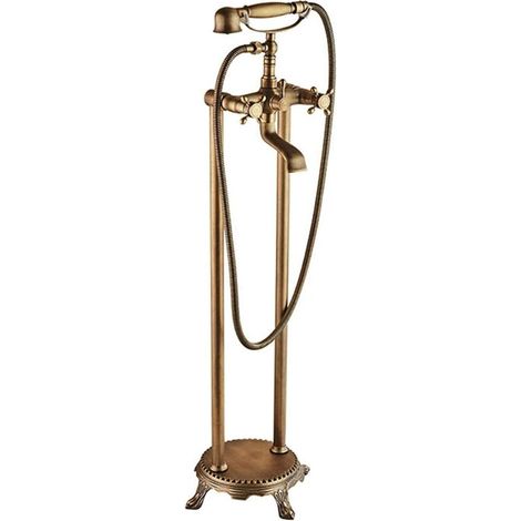 Vintage Antique Bathtub Faucet, Freestanding Bathtub Faucet with Hand Shower, Brass Bathtub Mixer Tap, Freestanding Bathtub Faucet, Double Handle Bathtub Mixer Tap (1/5)