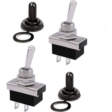 Interruttore a bilanciere ON/OFF a 2 pin 25A 12V, KN3D-101 Interruttore a bilanciere in metallo On/Off 12V, Interruttore a bilanciere SPST On/Off a 2 posizioni con cappuccio impermeabile