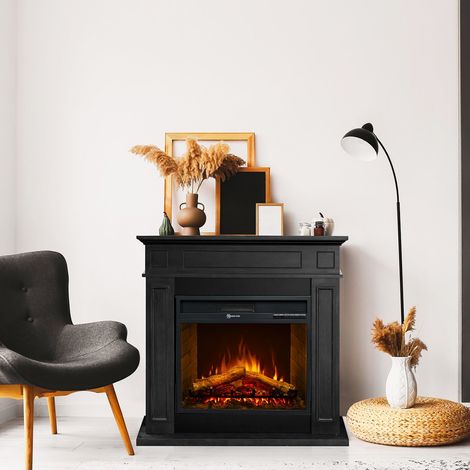 Elektrischer Kamin Prevalle, Heizfläche 30 m², Leistung (kW) 0,9/1,8, Innenbereich, 89x28x90h cm Schwarz (1/5)