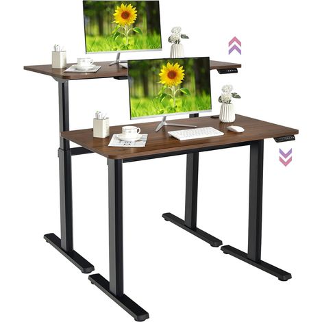 Costway – Bureau assis debout électrique 120x60 cm – Hauteur réglable 73-122 cm – Charge max 80 kg – Moteur silencieux ≤50 dB (1/5)