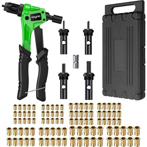 Kit 8" NUT GUN Riveter with 100pcs Rivets Nuts M3 M4 M5 M6 Manual Pliers Rivet Gun Chucks for Cars Mobile Trailer Industry (1/5)