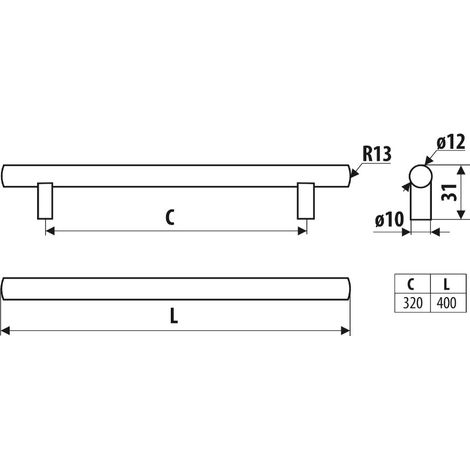 Rail RE10, nickel satiné, 320 mm