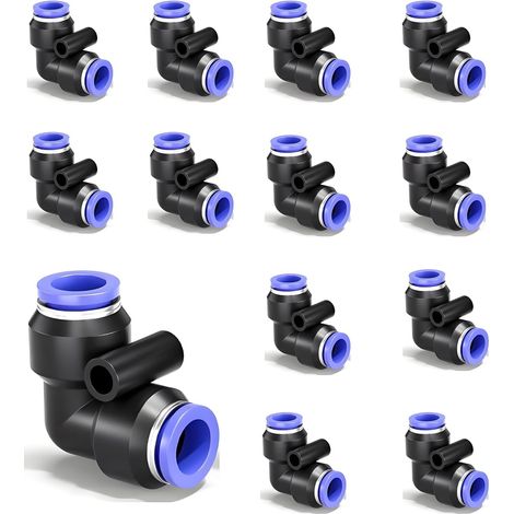 16 Pcs 12mm 90 Degree Elbow Push in Connect Pneumatic Fitting, 2 Way Plastic Quick Release PV Air Line Adapter - High Flow Pneumatic Elbow Connectors for Compressed Air Systems & DIY Projects (1/5)