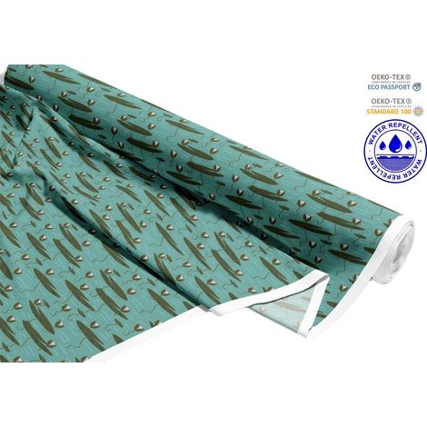TESSUTI DECORATIVI PER ESTERNI OXFORD - Motivo ninfee su verde I DR222 (1/5)