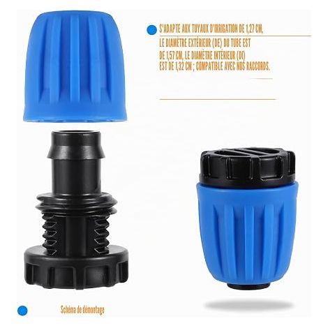 Bouchon De Tuyau D'irrigation Goutte - à - Goutte Bleu 1/2 " Tuyaux D'irrigation De 1/2" (16mm) (diamètre Extérieur 0620 "diamètre Intérieur 0520"). Pouces) (1/3)