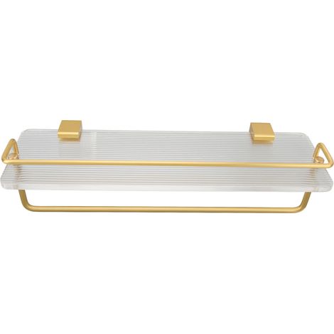 Étagère flottante avec porte-serviettes mural en acrylique et aluminium, pour salle de bain, salon, cuisine, chambre, 40 cm / 15,7 pouces (1/5)