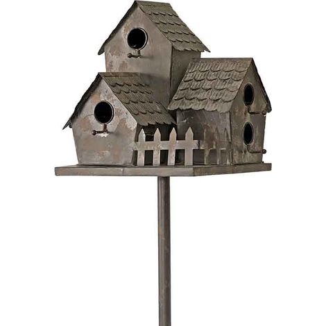 Nichoir oiseaux fer Village 34x31x170cm