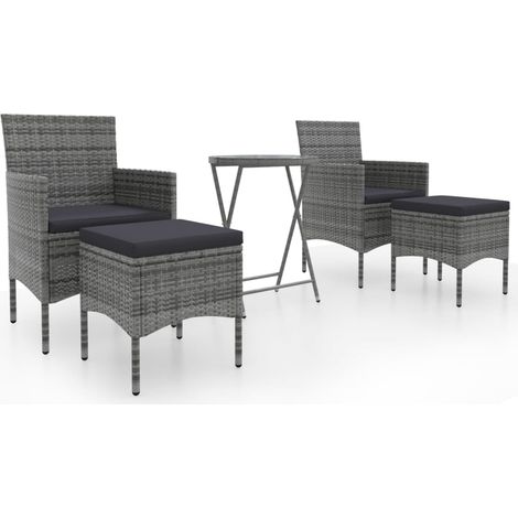 Maison Exclusive - 5-tlg. Garten-Bistro-Set Poly Rattan und Hartg
