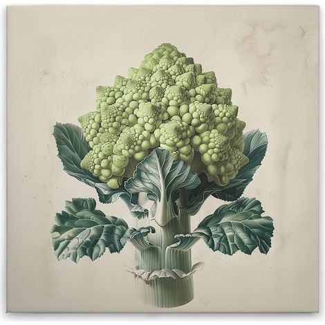 Leinwandbild Romanesco Küchenmotiv M1-No.51854 - Kunstdruck auf Leinwand in Creme Beige - Wandbild 30 x 30 cm (1/5)