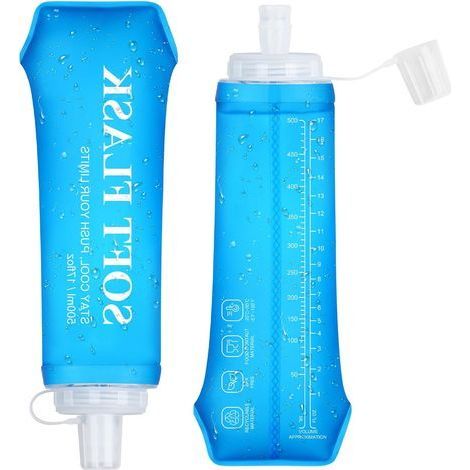 2 Pièces Gourde Souple, 500ml Sans BPA, Valve Débit Élevé, Pliable, Pour Course Randonnée Cyclisme (1/5)