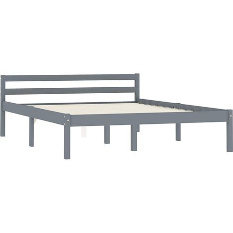 Maison Exclusive - Massivholzbett Grau Kiefer 120x200 cm (1/5)