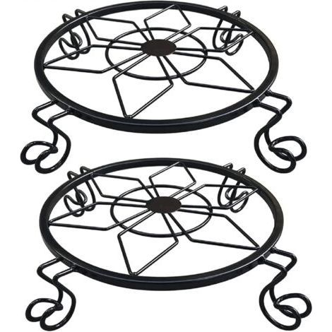 Support pour Plantes en Pot,Support pour Plante en Métal Résistant à la Rouille, Table de Jardin Design en Fer Forgé,Porte-Pots de Fleur en Fer Forgé- Noir-Chrom (1/5)