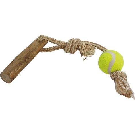 Nobby Hundespielzeug Kaffeeholz mit Seil und Ball ca. 40 cm Kauspielzeug