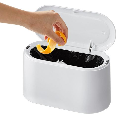 Mini-Mülleimer mit abnehmbarem Deckel – kleiner Plastikmülleimer – faltbarer Abfalleimer für die Küchenarbeitsplatte – Flusenbehälter für Ba (1/5)