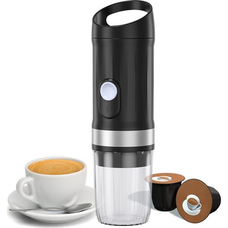 Ortviai Machine à Café Espresso Électrique Portable sans Fil 20 bar, Batterie 9600 mAh, Compatible Capsules N & DG (1/3)