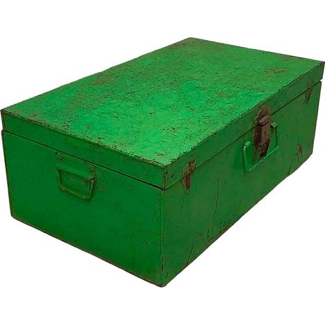Maleta de metal acabado artesanal verde 67x37x25h cm