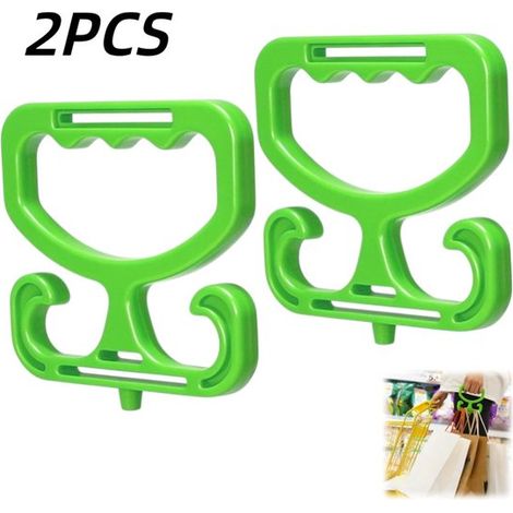 Ensemble de 2 porte-sacs verts, poignée de transport facile à saisir, 11,5 x 11 x 1,5 cm, pour sacs cabas et sacs seaux. (1/4)