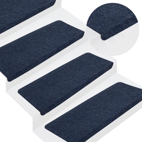 Tapis d'escalier auto-adhésifs 15 pcs,Marchettes d'escalier,Protections d'escalier 65x24,5x3,5 cm Bleu DVNEI980098 (1/5)